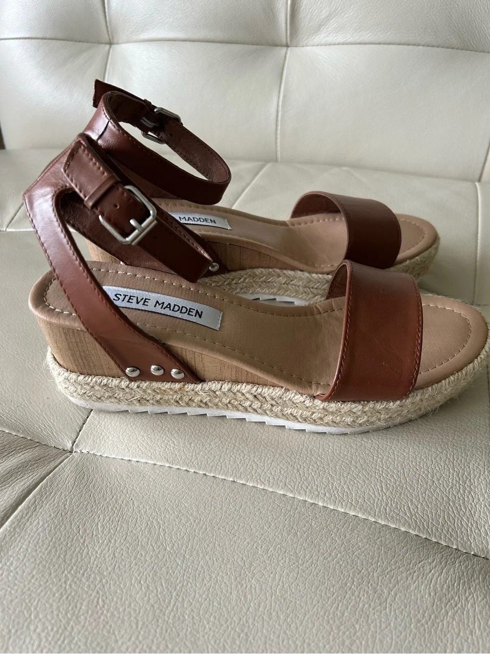 Steve Madden Brown Espadrille Wedge Sandals.  Size 6.